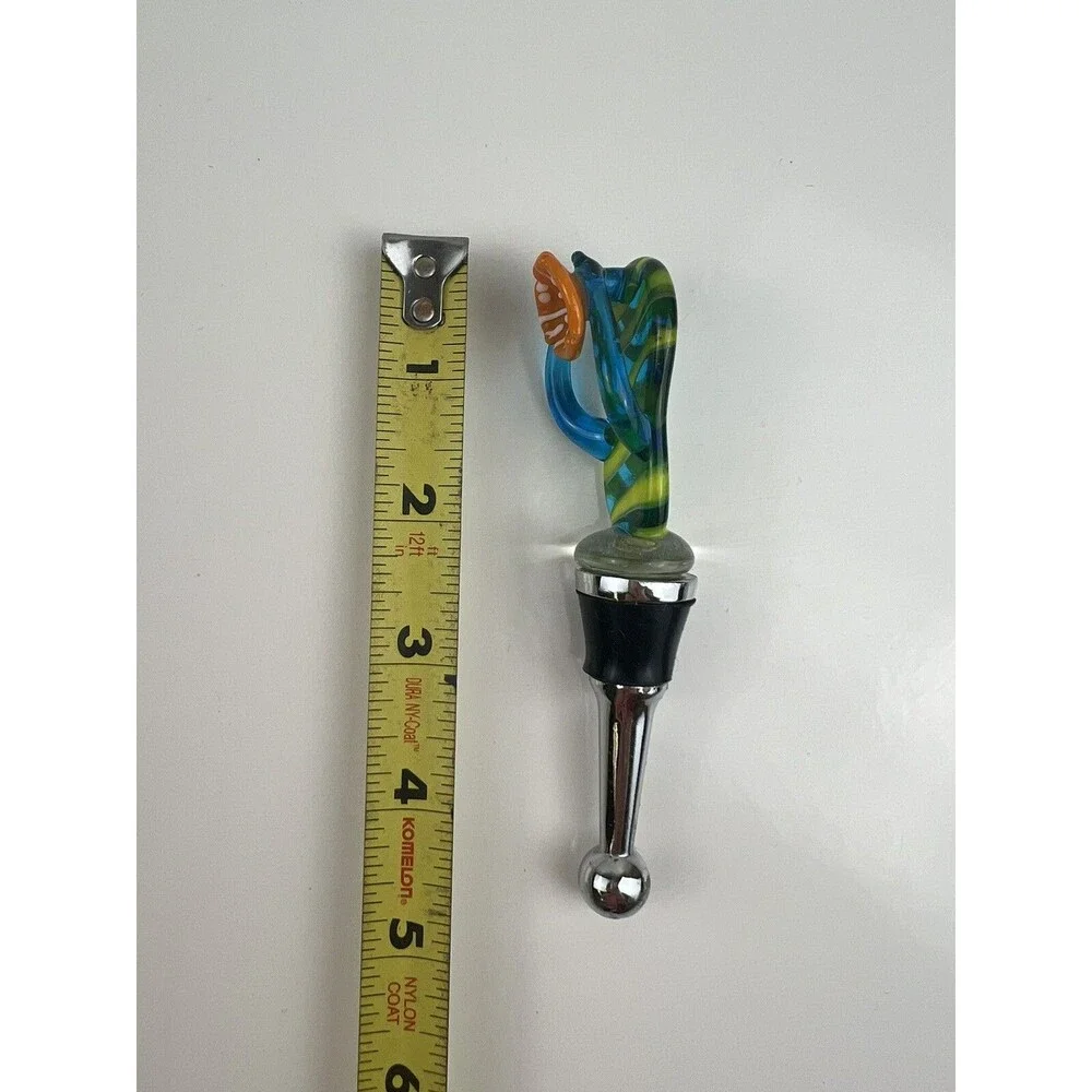 Blown Art Glass Grape Sandal Flip Flop Bottle Cork Stopper Liquor Bottle Accent
